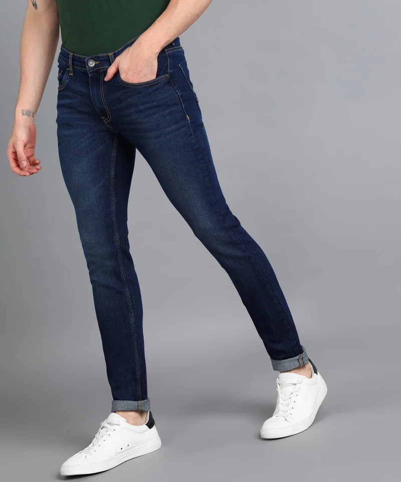 Urbano Fashion  Urbano Fashion Men's Blue Slim Fit Washed Jeans Stretchable for Men | Best Price UAE